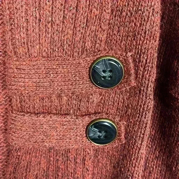 Fortune & Ivy Womens Cardigan Rust S Open Front Long Line Metallic Knit Trendy - Picture 7 of 16